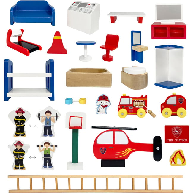 3-Story Fire Station Playset with 25 Figurines and Furnishings, Multi - Playsets - 8