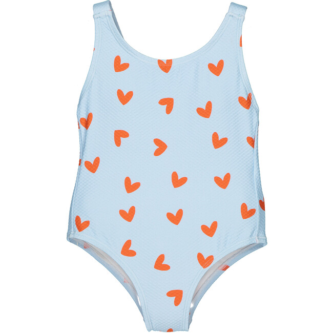 Textured Hearts Swimsuit, Red & Multicolors