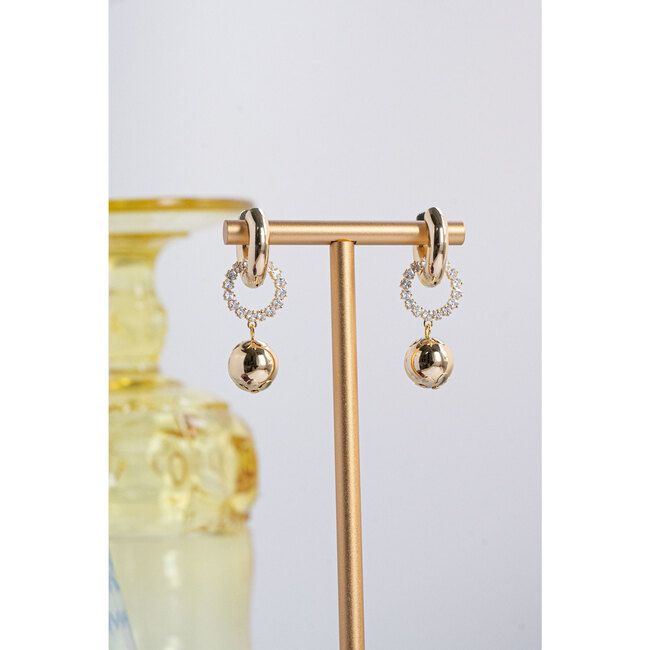 Women's Léa Dual Hoop Earrings, Gold Drop - Earrings - 2