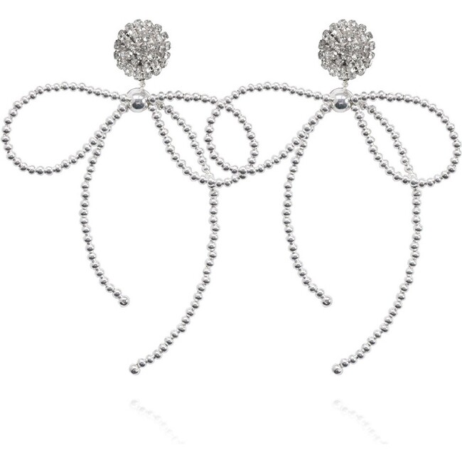 Women's Lucia Bow Earrings, Silver Starless