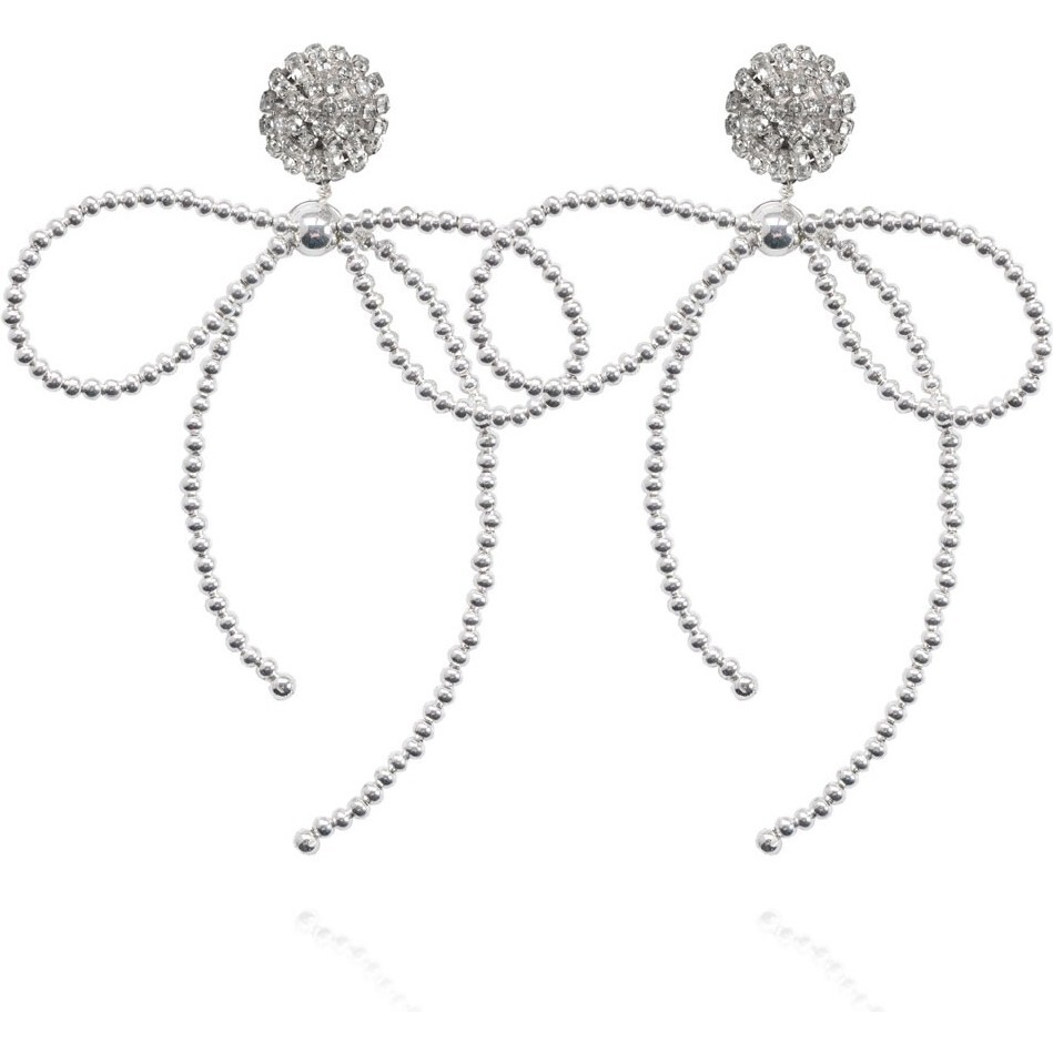 Women's Lucia Bow Earrings, Silver Starless - Earrings - 1