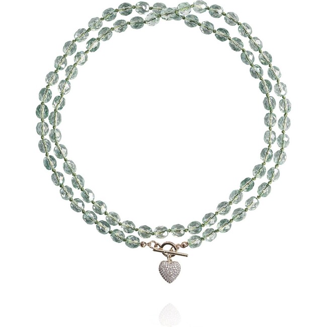 Women's Leni Heart-Shaped Clasp Loop Necklace, Mint