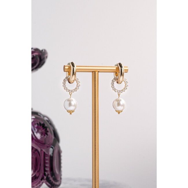 Women's Léa Dual Hoop Earrings, Pearl Splash - Earrings - 2