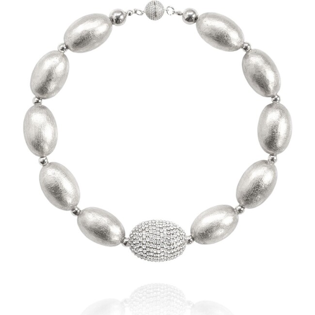 Women's Chérie Crystal Rhinestones Necklace, Silver Sheer