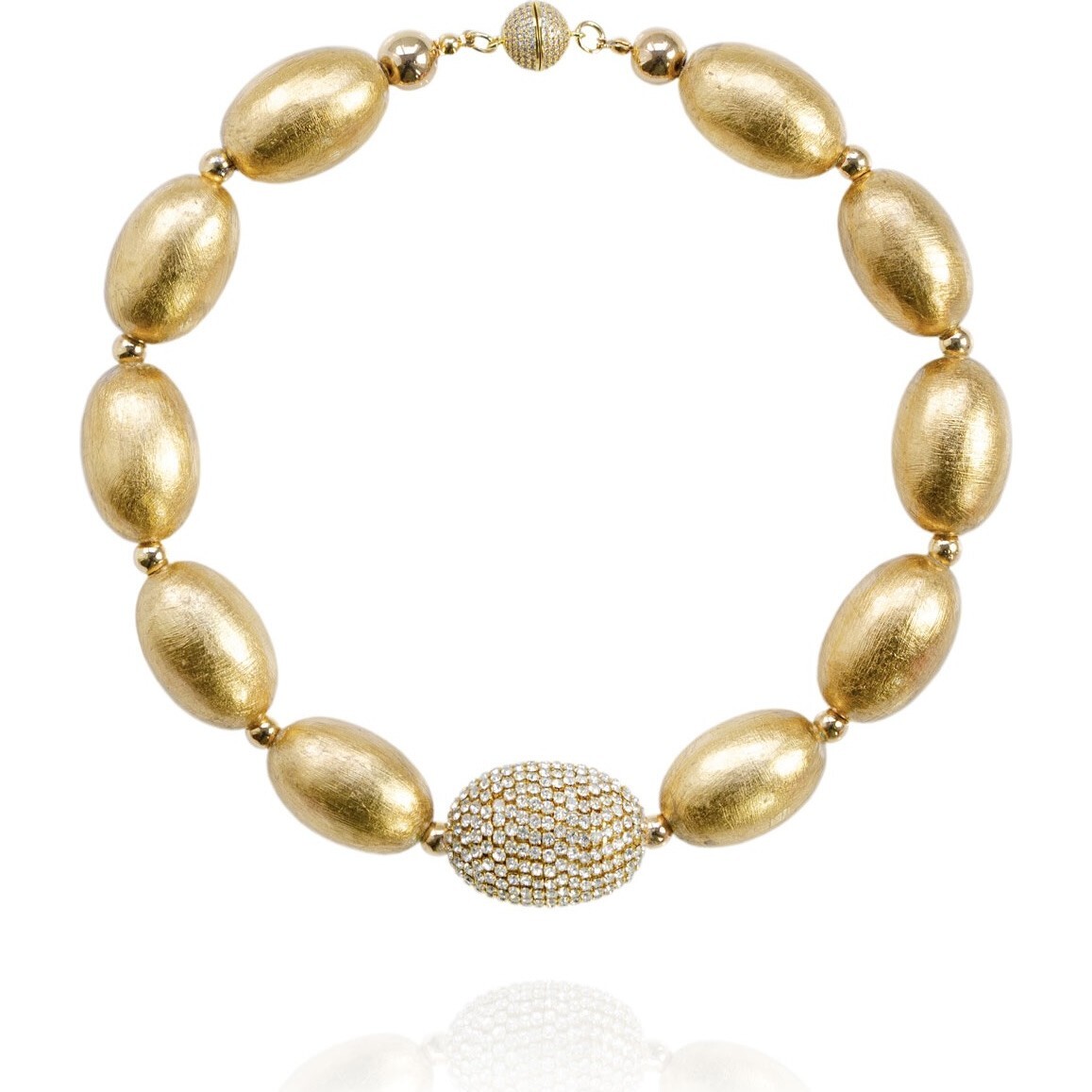 Women's Chérie Crystal Rhinestones Necklace, Gold Glimmer - Necklaces - 1