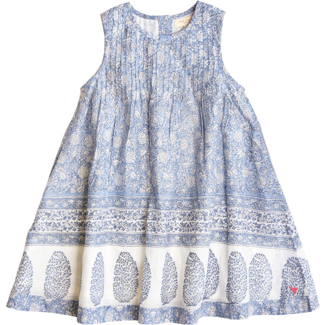 Girls Jaipur Boho Pintuck Sleeveless A-Line Dress, Light Blue Garden