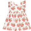 Girls Elsie Boho Square Neck Ruffle Sleeve Dress, Wild Strawberries - Dresses - 6