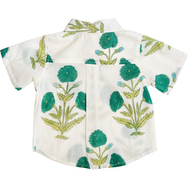 Boys Jack Boho Short Sleeve Oversized Shirt, Jade Dandelion - Shirts - 6