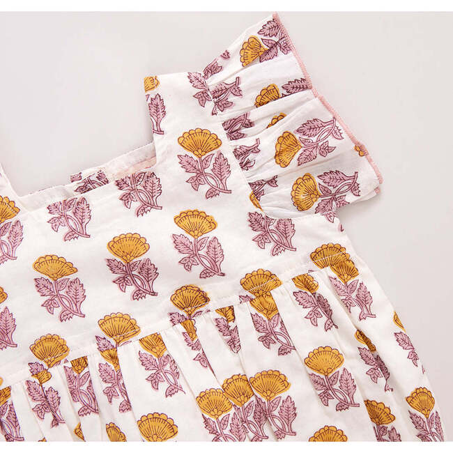 Baby Girls Elsie Boho Ruffle Sleeve Bubble, Yellow Flower Drop - Onesies - 2