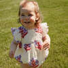 Baby Girls Elsie Boho Ruffle Sleeve Bubble, Lavender Bellflower - Onesies - 4