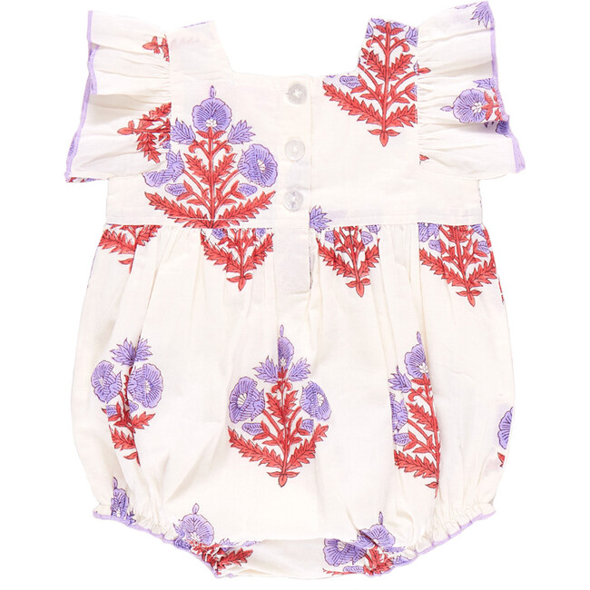 Baby Girls Elsie Boho Ruffle Sleeve Bubble, Lavender Bellflower - Onesies - 6