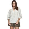 Women's Florence V-Neck Cuffed Elbow Sleeve Blouse, Powder - Blouses - 1 - thumbnail