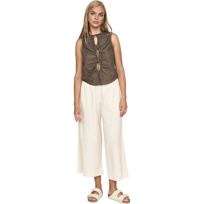 Women's Cerritos Sleeveless Drawstring Tie Cut-Out Top, Brown