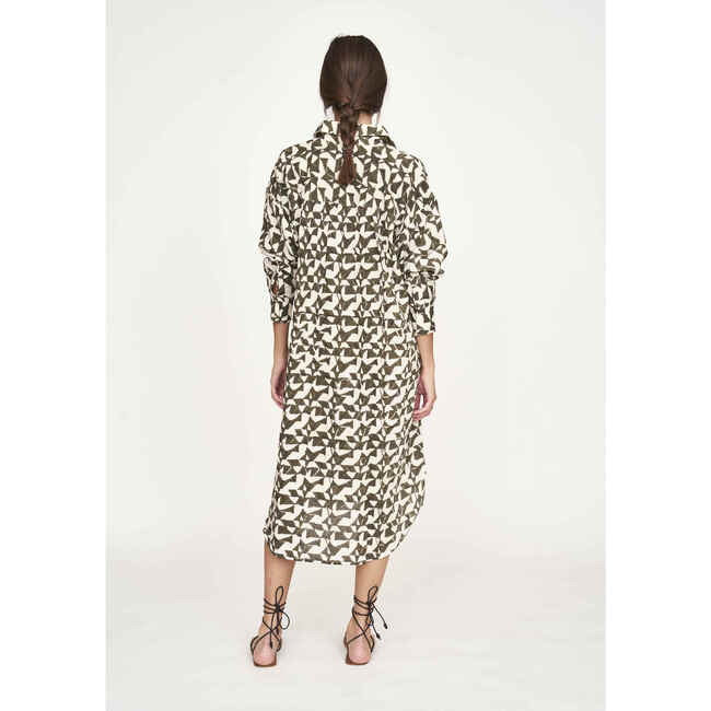 Women's Kyoto House Long Oversized Shirt Dress, Seaglass In Branch - Dresses - 5