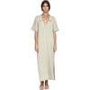 Women's Adelaide Knit Collared Deep V-Neck Oversized Caftan, Powder - Dresses - 1 - thumbnail