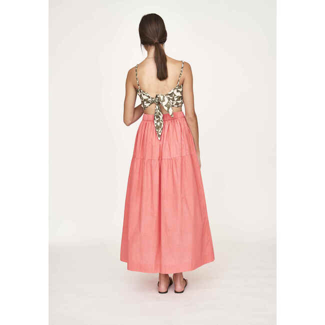 Women's Brighton Elastic Waist Tiered Long Skirt, Coral - Skirts - 6