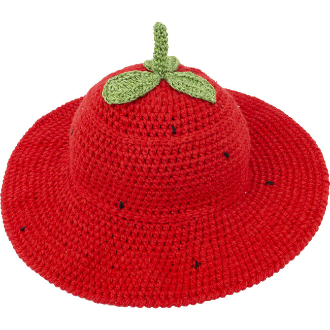 Crochet Bucket Hat, Red Strawberry
