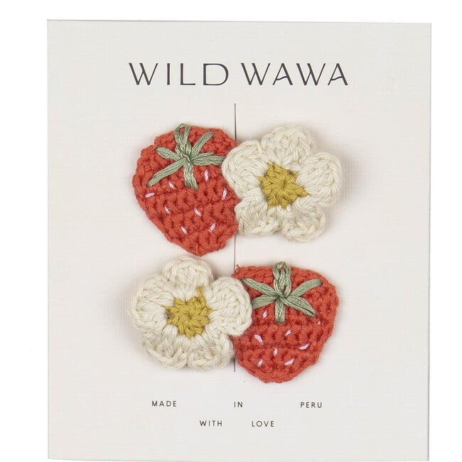 Crochet Clip Set, Strawberry Daisy