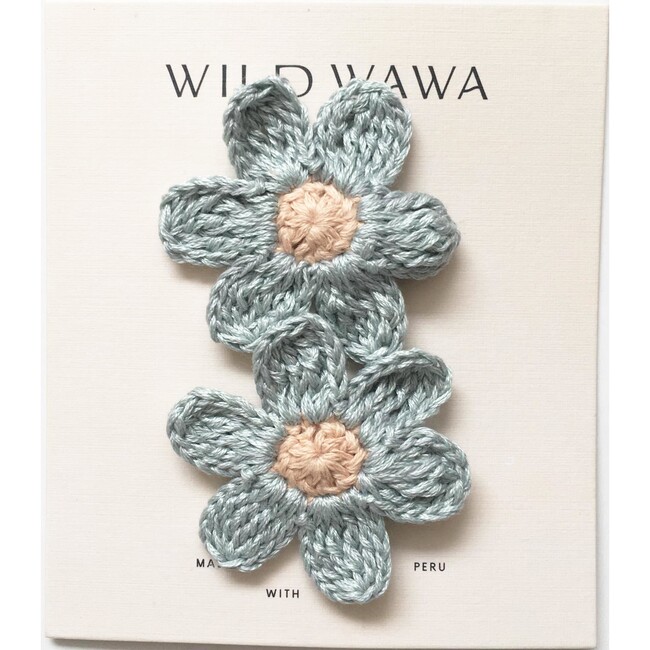 Crochet Flower Clip Set, Ocean