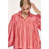 Women's Kerala Front Button Raglan Sleeve Blouse, Coral - Blouses - 2