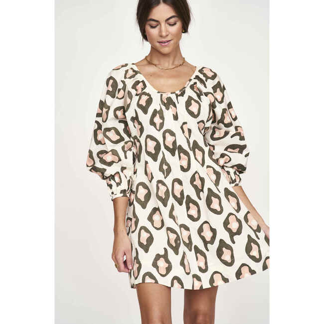 Women's Naxos Cuffed Sleeve Oversized Short Dress, Oyster Print - Dresses - 3