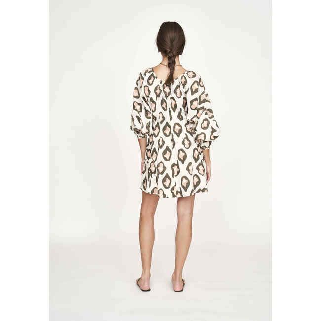 Women's Naxos Cuffed Sleeve Oversized Short Dress, Oyster Print - Dresses - 5