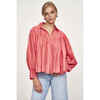 Women's Kerala Front Button Raglan Sleeve Blouse, Coral - Blouses - 6