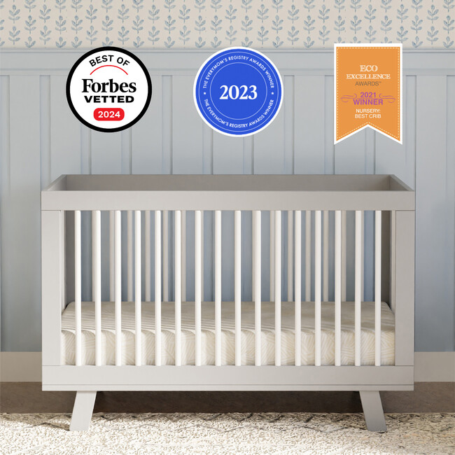 Hudson 3-in-1 Convertible Crib with Toddler Bed Conversion Kit, Grey/White - Cribs - 10