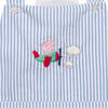 Little Peppa Pig George Embroidered Seersucker Bib Short, Blue Stripe - Rompers - 3