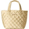 Women's Metro Quilt Micro Deluxe Tote, Light Gold Pearl Metallic - Bags - 1 - thumbnail