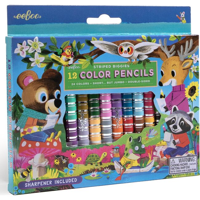 Striped Biggies 12 Color Pencils: Woodland Friends