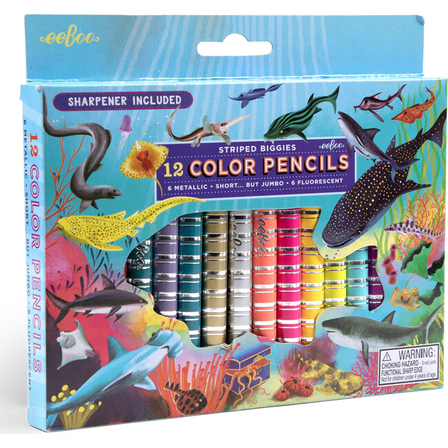 Striped Biggies 12 Color Pencils: Shark