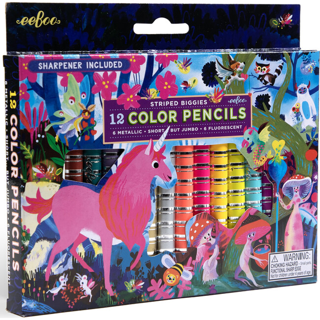 Striped Biggies 12 Color Pencils: Magical Creatures