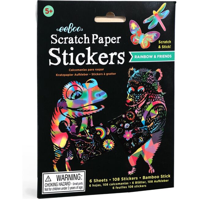 Scratch Paper Stickers Rainbow and Friends