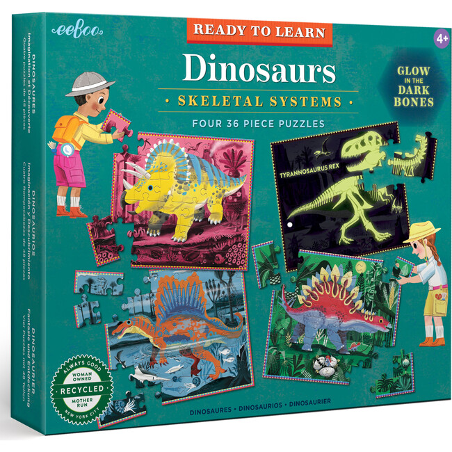 Ready to Learn Dinosaurs Set of 4 -36 PC puzzles