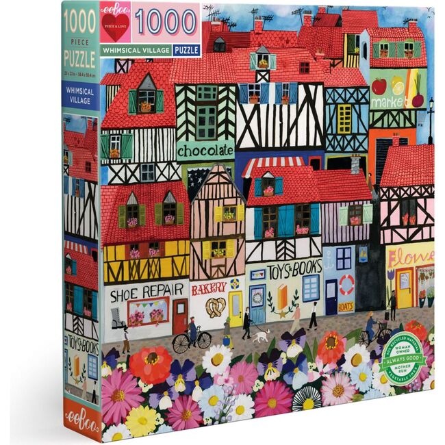 Piece and Love Whimsical Village  1000 piece square adult Jigsaw Puzzle