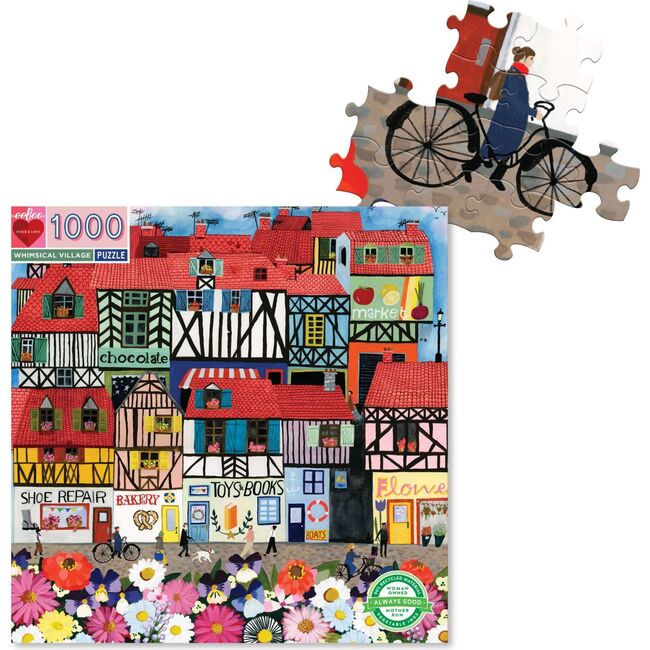 Piece and Love Whimsical Village  1000 piece square adult Jigsaw Puzzle - Puzzles - 2