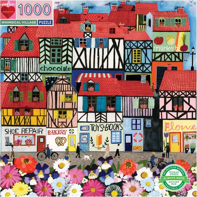 Piece and Love Whimsical Village  1000 piece square adult Jigsaw Puzzle - Puzzles - 3