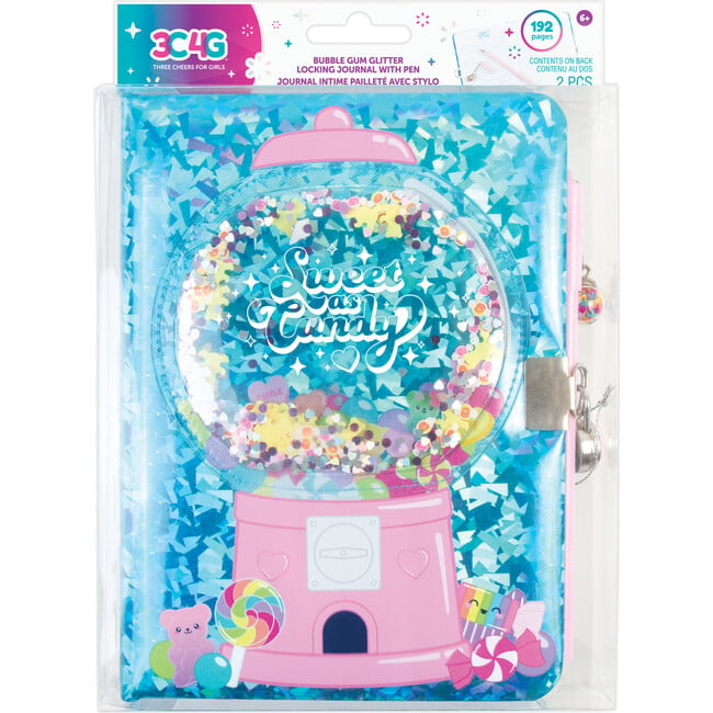 3C4G: Bubble Gum Glitter Locking Journal With Pen