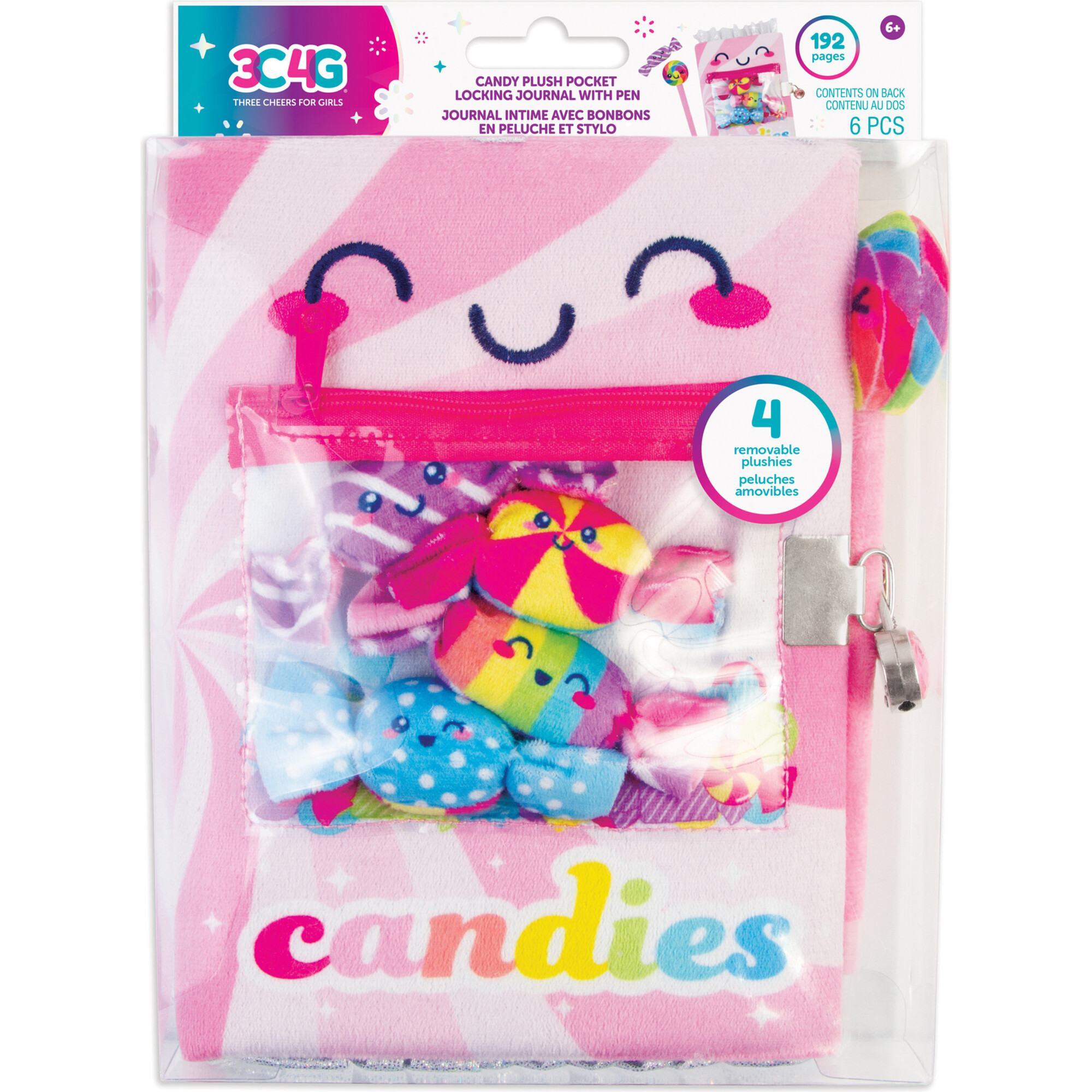 3C4G: Candy Plush Pocket Locking Journal With Pen - Arts & Crafts - 1