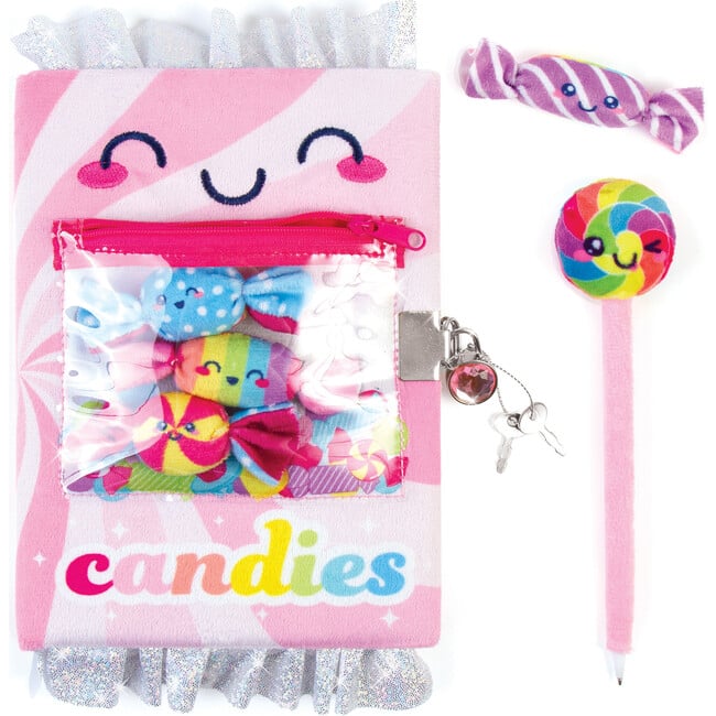 3C4G: Candy Plush Pocket Locking Journal With Pen - Arts & Crafts - 2