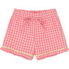 Flores Cotton Shorts, Pink Gingham - Shorts - 1 - thumbnail