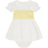 Vega Ceremony Baby Girl Set with Silk Sash, Vanilla - Mixed Apparel Set - 1 - thumbnail