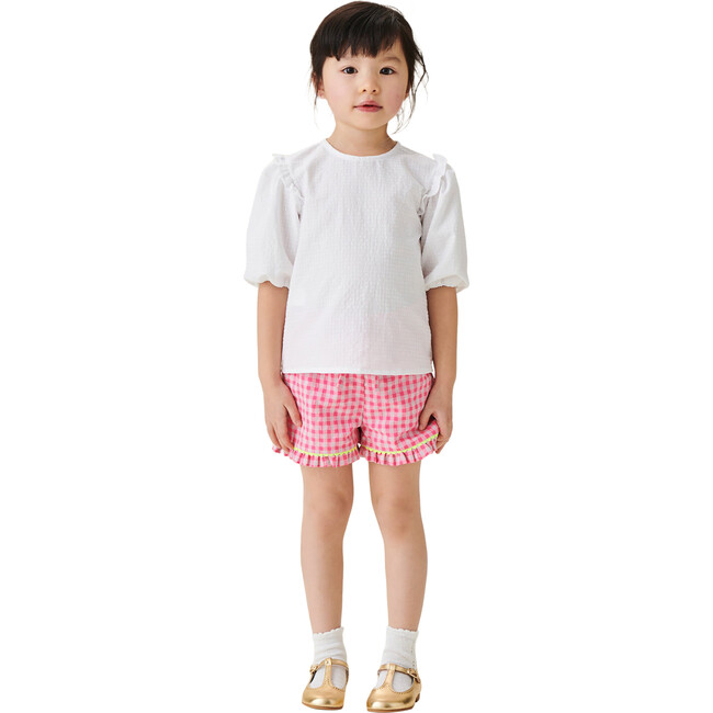 Flores Cotton Shorts, Pink Gingham - Shorts - 2