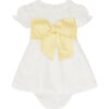 Vega Ceremony Baby Girl Set with Silk Sash, Vanilla - Mixed Apparel Set - 2