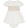 Vega Ceremony Baby Girl Set with Silk Sash, Champagne - Mixed Apparel Set - 1 - thumbnail