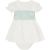 Vega Ceremony Baby Girl Set with Silk Sash, Sage Green - Mixed Apparel Set - 1 - thumbnail