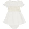 Vega Ceremony Baby Girl Set with Silk Sash, Ivory - Mixed Apparel Set - 1 - thumbnail