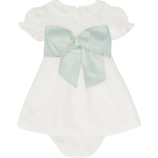 Vega Ceremony Baby Girl Set with Silk Sash, Sage Green - Mixed Apparel Set - 2