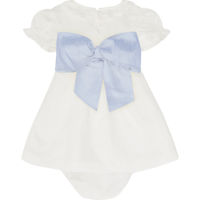 Vega Ceremony Baby Girl Set with Silk Sash, Light Blue - Mixed Apparel Set - 2